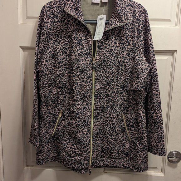 CHICOS Weekends 2 L 12 zip jacket lightweight zenergy fabric  Lilly cocoa